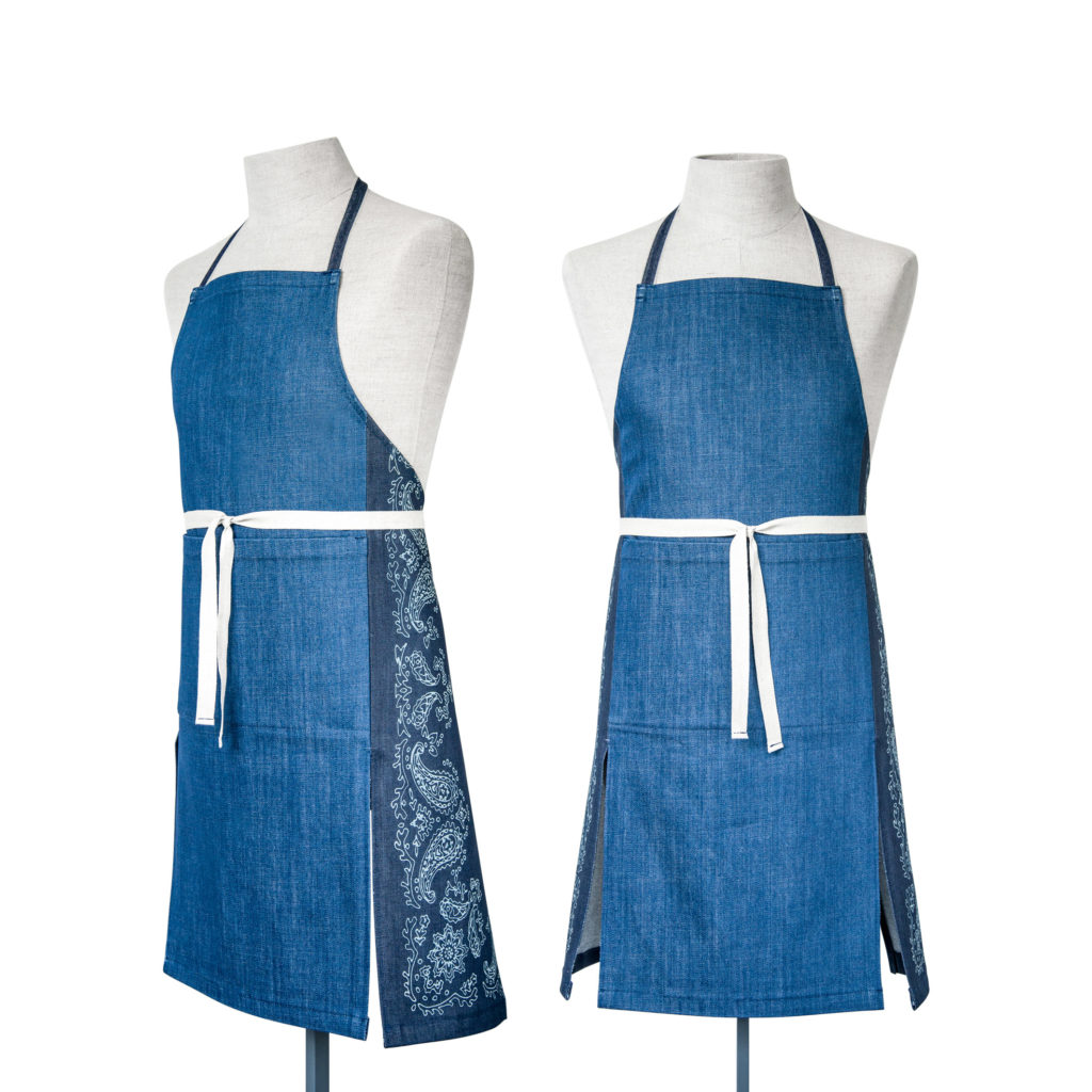 0020-02 APRON DOUBLE TEAR denim raw due toni di indaco / raw denim two shades of indigo