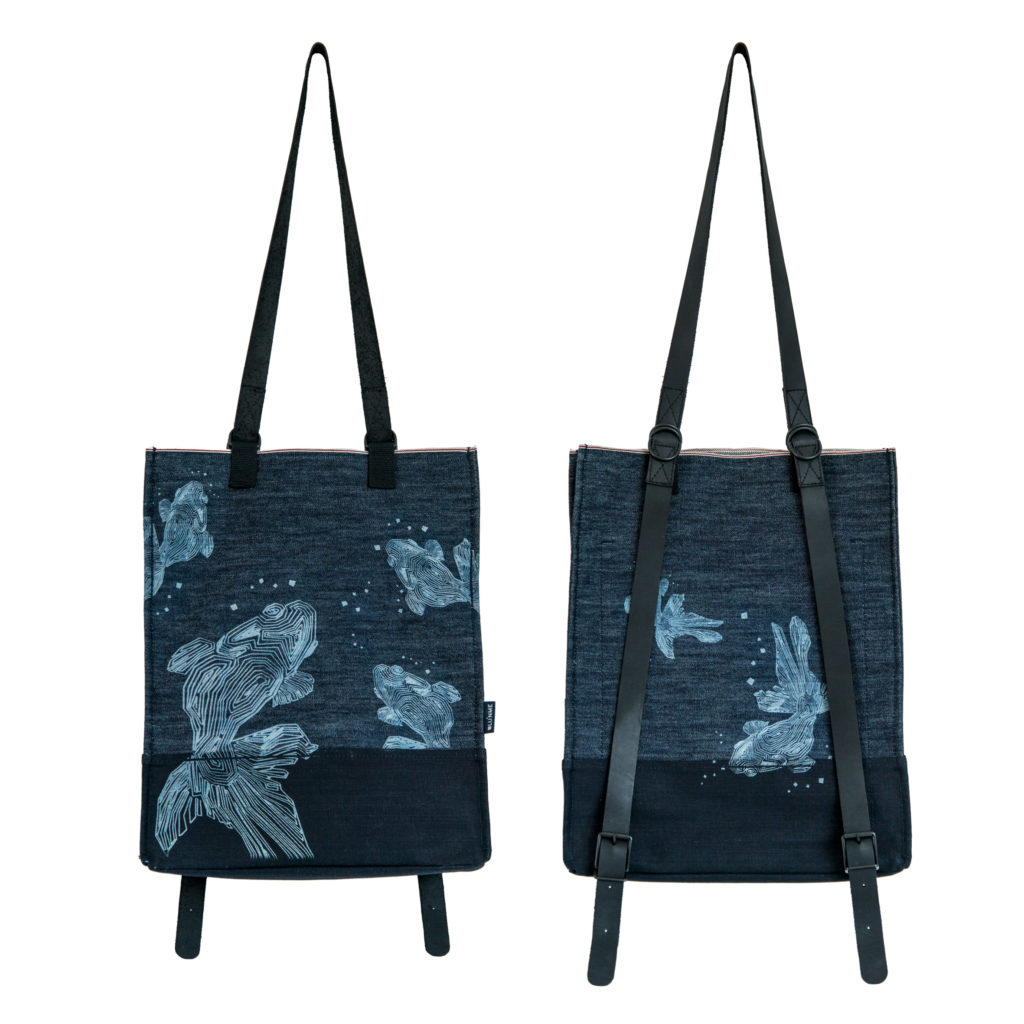 0025-02 Denim Backpack con laser design / with laser design